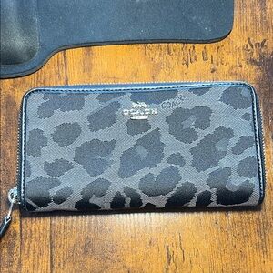 Coach Black and Gray Animal Print Wallet